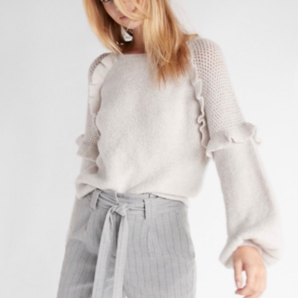 Express balloon sleeve ruffle sweater